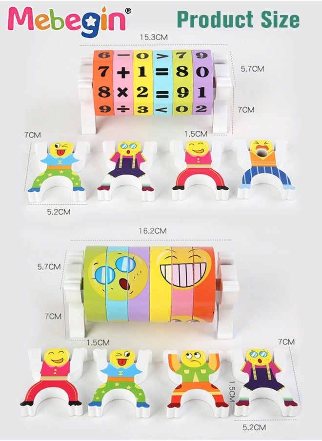 MEBEGIN - Wooden Digital Stacking Blocks, Number Crunching Cube Set Included 12 Pcs Blocks, 12 Pcs Jenga Figures and 2 Pcs Wooden sticks, Kids Rubik's Cube, Detachable Fun Number Rubik's Cube with Clear Patterns, Interactive Building Tabletop Toys, Stimulating Wooden Activity Toy for Kids Aged 3+ - Image 1