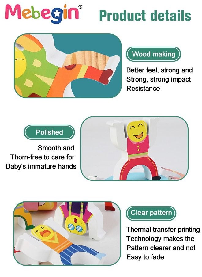 MEBEGIN - Wooden Digital Stacking Blocks, Number Crunching Cube Set Included 12 Pcs Blocks, 12 Pcs Jenga Figures and 2 Pcs Wooden sticks, Kids Rubik's Cube, Detachable Fun Number Rubik's Cube with Clear Patterns, Interactive Building Tabletop Toys, Stimulating Wooden Activity Toy for Kids Aged 3+ - Image 1