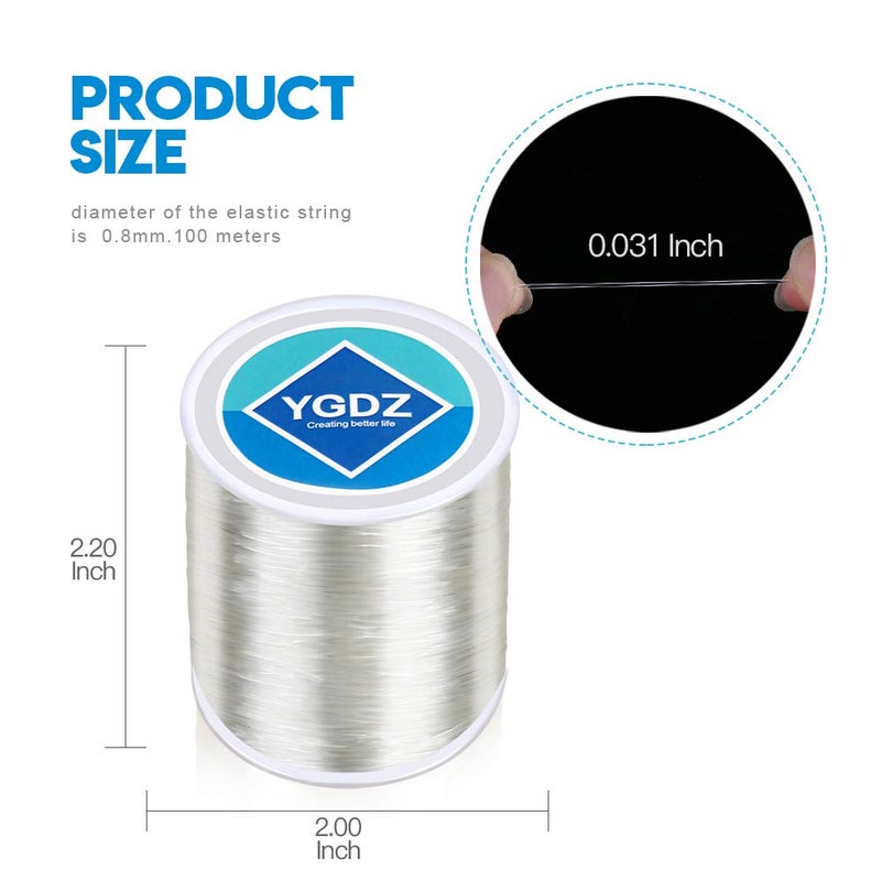 YGDZ Elastic Cord for Bracelets Jewelry Making, Stretchy Beading String, 1 Roll 100m (0.8mm) - Image 2