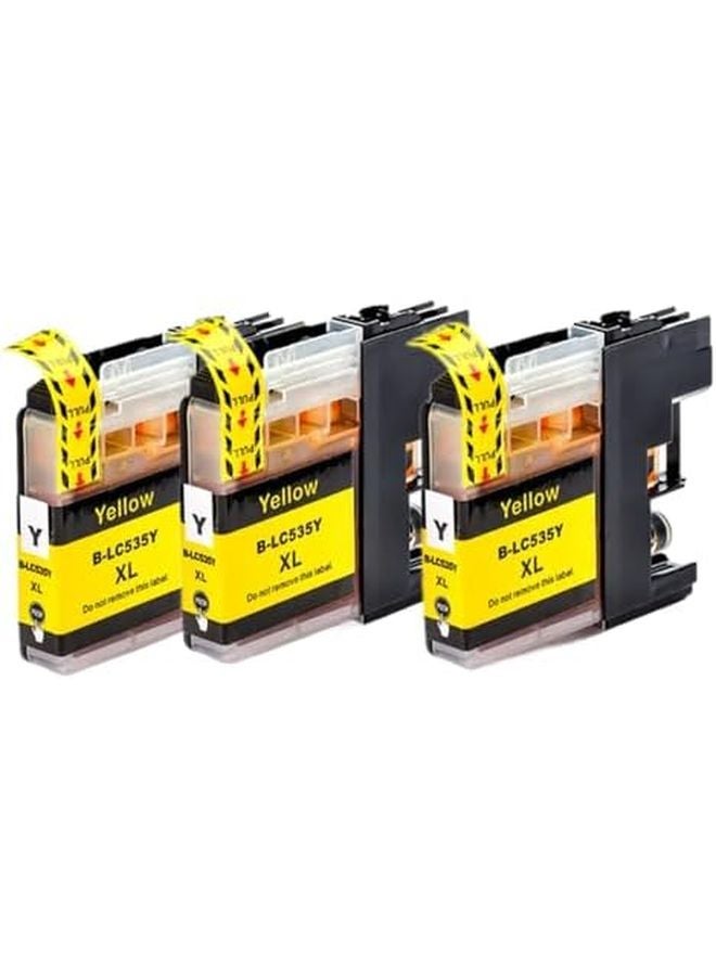 خراطيش حبر صفراء متوافقة 3 قطع لطابعات Brother LC539 LC535 DCP J100 J105 MFC J200 - Image 1