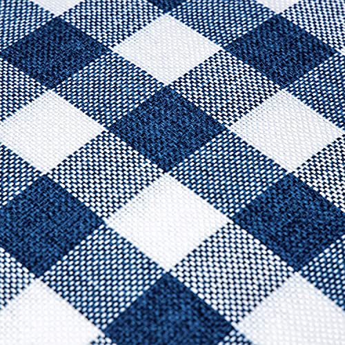 ATOOTFUSION Cotton Checkered Tablecloth - Stain Resistant, and Wrinkle Resistant Washable Table Cloth for Dining Room, Gingham Pattern (Blue and White, 4 Seater (60 X 40 Inches)) - Image 2