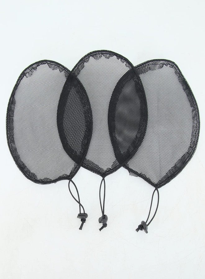 BTWTRY 3Pcs Black Weaving Ponytail Net Base Cap with Elastic Drawstring Ponytail Net Stretchy Base for Making Afro Puff Ponytail Wigs for Women (Round) - Image 5