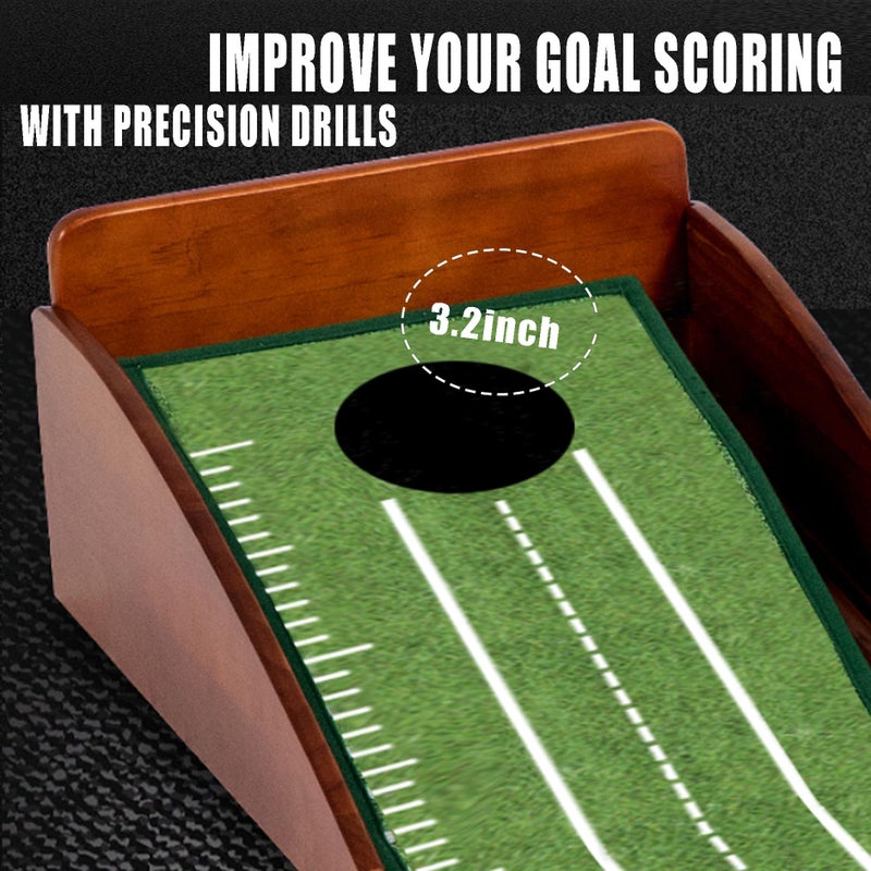 YOUCZON Putting Green Indoor,Golf Putting matâ€“ Portable & Easy to Assemble, Automatic Ball Return, Wrinkle-Free Natural Rubber Mat, Solid Wood Construction for Golfers - Image 4