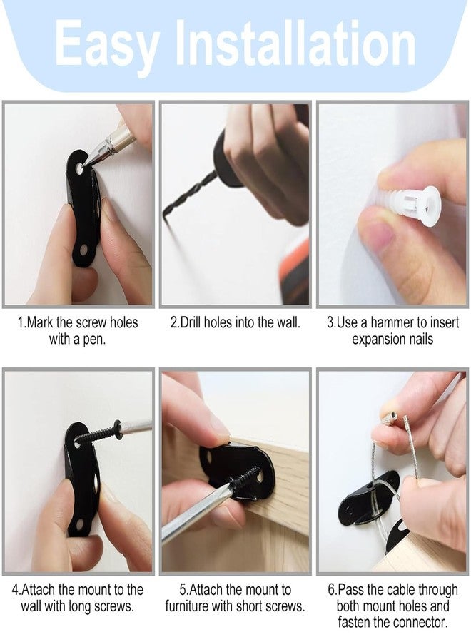 TGOPIT أحزمة تثبيت الأثاث من TGOPIT لحماية الأطفال، مثبتات جدارية مضادة للانقلاب لتثبيت الخزائن والخزائن الجدارية وحماية الأطفال الصغار والحيوانات الأليفة من سقوط الأثاث، أحزمة أمان قابلة للتعديل للأطفال (قطعتان) - Image 4