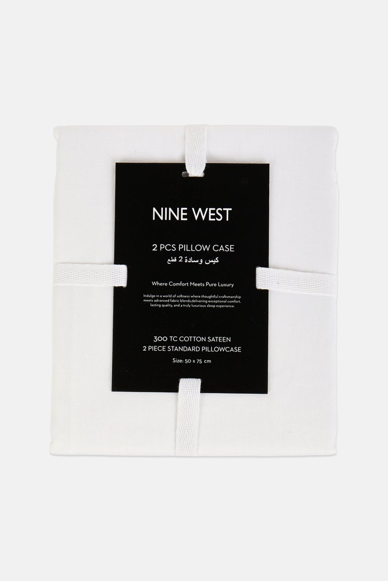 NINE WEST 2 Pcs Standard Pillow Case, White - Image 1