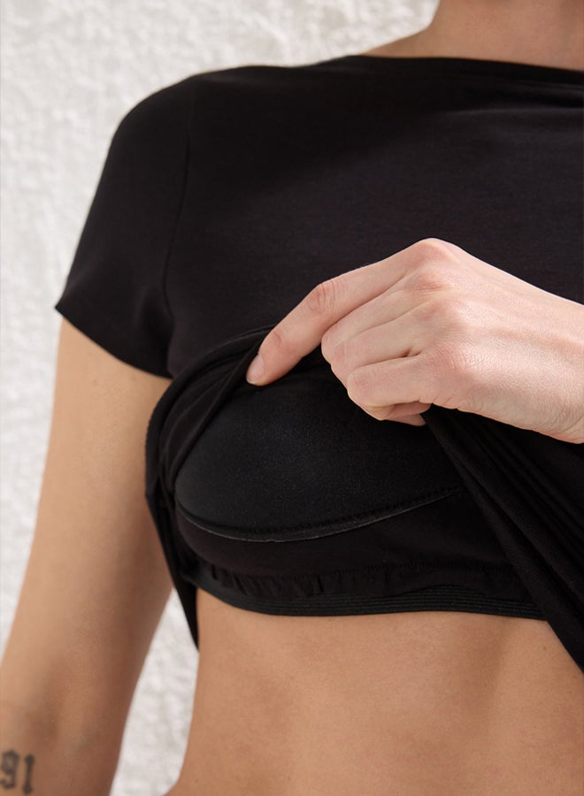 trendyol Black Backless Chest Padded Fitted/Body-Smoothing Knitted Blouse  - Image 3