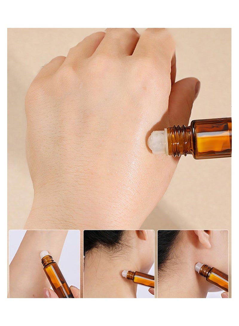 KHAJUL 3PCS Essential Oil Roller Bottles, Glass Spray Bottles, 10ml Empty Refillable Glass Dropper Bottles for Skincare (Brown) - Image 4