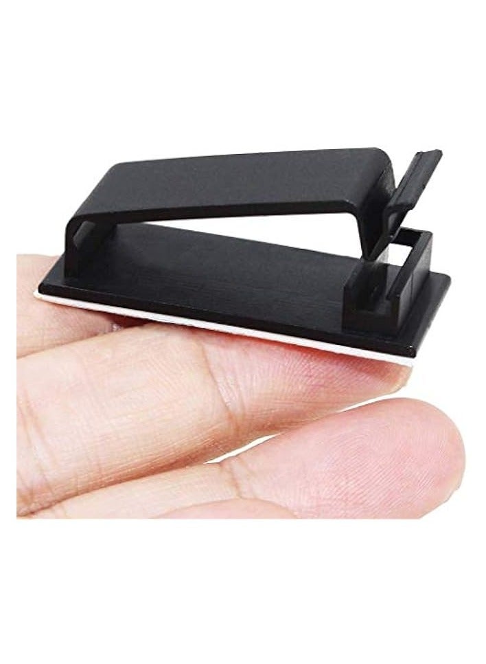 erorex 50Pcs Self Adhesive Cable Management Clips, Cable Organizers Wire Clips Cord Holder for TV PC Ethernet Cable under Desk Home Office (Black) - Image 2