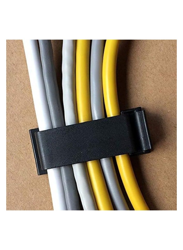 erorex 50Pcs Self Adhesive Cable Management Clips, Cable Organizers Wire Clips Cord Holder for TV PC Ethernet Cable under Desk Home Office (Black) - Image 4