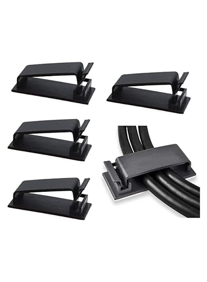 erorex 50Pcs Self Adhesive Cable Management Clips, Cable Organizers Wire Clips Cord Holder for TV PC Ethernet Cable under Desk Home Office (Black) - Image 1