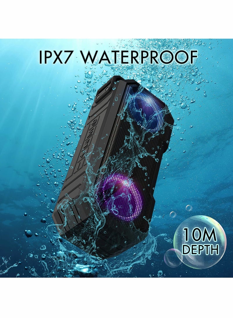 مكبر صوت بلوتوث محمول فائق الجودة - مقاوم للماء IPX7، صوت ستيريو 16 وات، بلوتوث 5.0، وقت تشغيل 12 ساعة للمغامرات الخارجية - Image 5