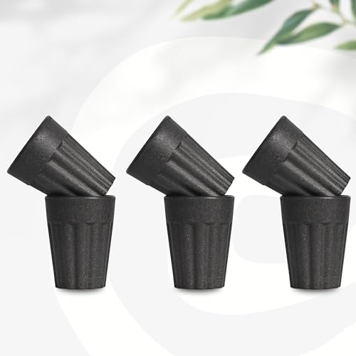 MEDALLIX Set of 6 Eco-Friendly Cutting Chai Cups | 100ml Reusable Coffee & Tea Cups | Rice Husk & Bamboo Fiber | Microwave & Dishwasher Safe | Hot & Cold Beverages (Charcol Color) - Image 1