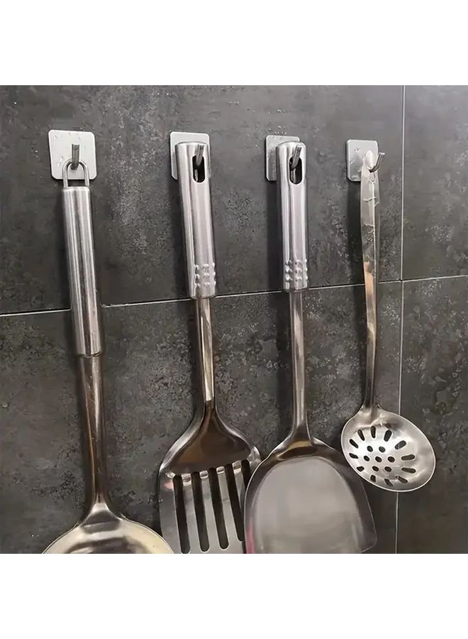 5 Pcs Silvery Stainless Steel Adhesive Hooks Strong No Drill Wall Mounted Heavy Duty Towel Coat Hooks For Bathroom Kitchen Door Utility Hooks - Image 4