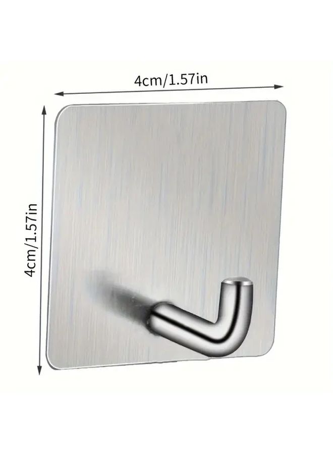 5 Pcs Silvery Stainless Steel Adhesive Hooks Strong No Drill Wall Mounted Heavy Duty Towel Coat Hooks For Bathroom Kitchen Door Utility Hooks - Image 3