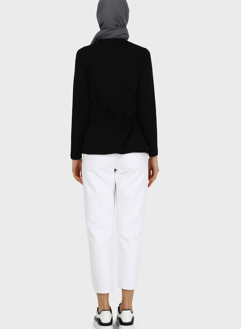Refka by modanisa Round Neck Knitted T-Shirt