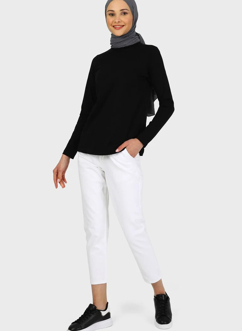 Refka by modanisa Round Neck Knitted T-Shirt