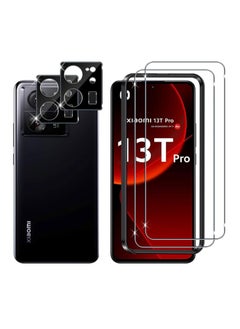 جنرال حامي الشاشة من الزجاج المقسى Lutree لهاتف Xiaomi 13T/13T Pro، يتضمن قطعتين للشاشة وقطعتين لحماية الكاميرا، باللون الأسود، 9H Hardness، عالي الوضوح، بدون فقاعات، مقاوم للخدوش.  - Image 1