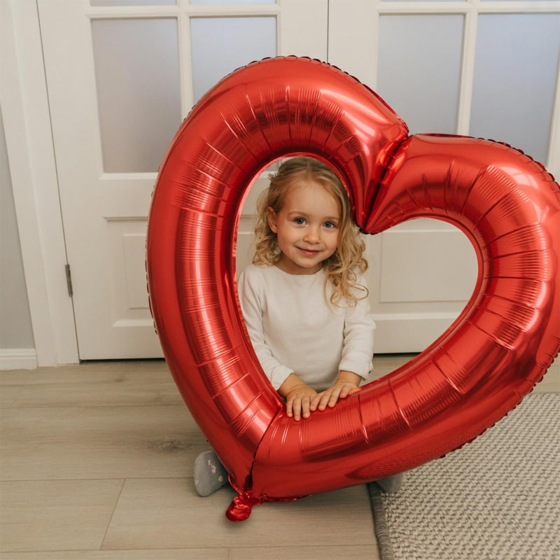Vibzox Red Heart Balloons,3Pcs 40Inch Large Hollow Out Heart foil Balloon for Valentine's Day Birthday Wedding Engagement Bridal Showers Anniversary Party Decorations - Image 5