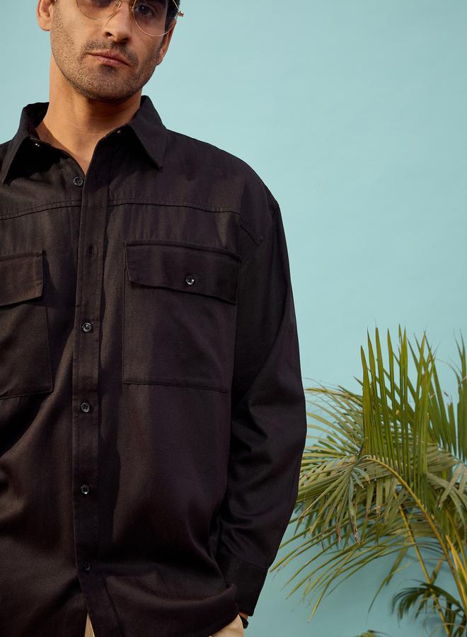 Mascln Sassafras Twill Utility Pocket Oversized Shirt by Styli - Image 2