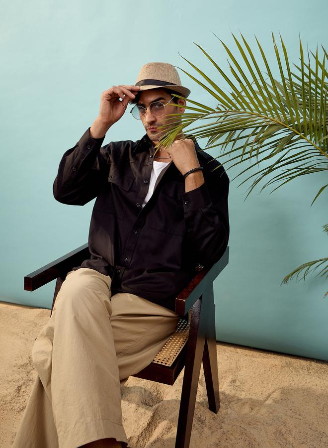 Mascln Sassafras Twill Utility Pocket Oversized Shirt by Styli - Image 4