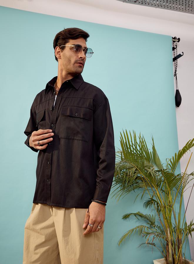 Mascln Sassafras Twill Utility Pocket Oversized Shirt by Styli - Image 1