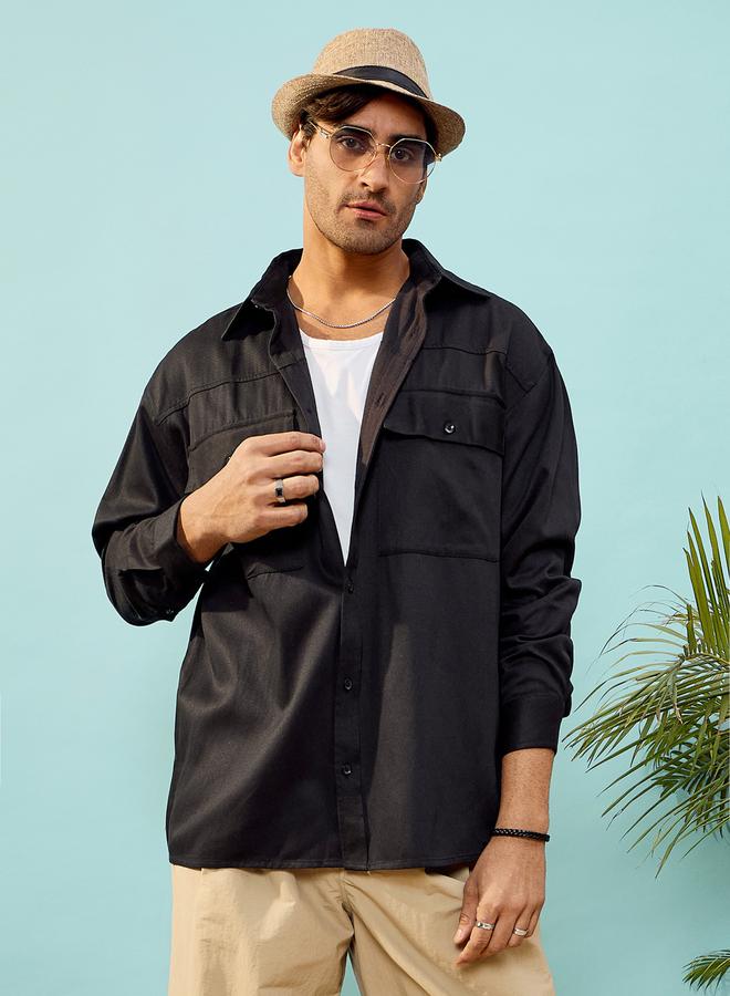 Mascln Sassafras Twill Utility Pocket Oversized Shirt by Styli - Image 3