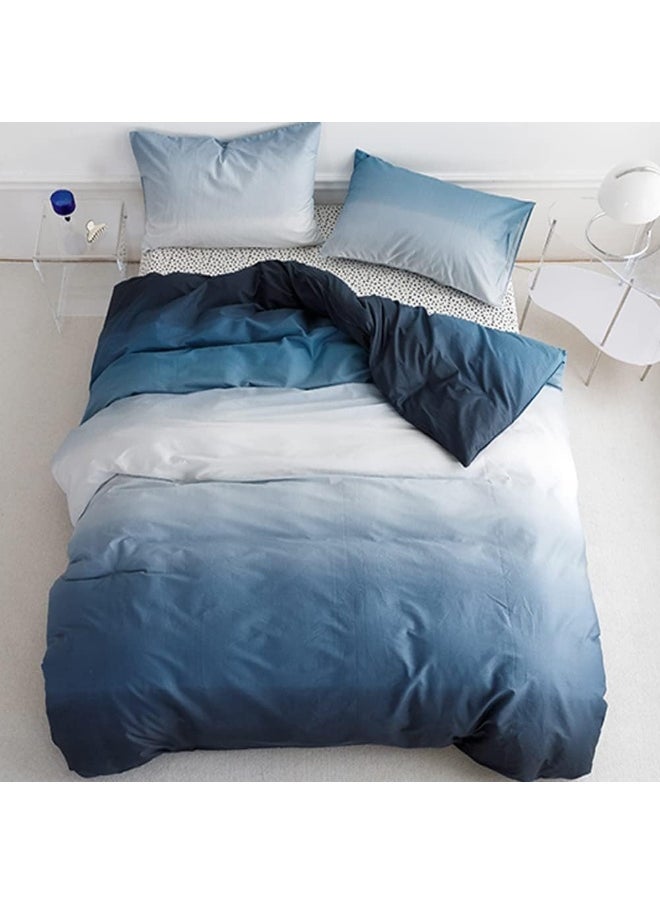 Generic Wellboo Blue White Gradient Comforter Sets Queen Solid Ocean Sea Blue Bedding Comforters Cotton Modern Plain White and Sky Blue Gradient Soft Quilts Farmhouse Abstract Art Watercolor Comforters Warm  - Image 1