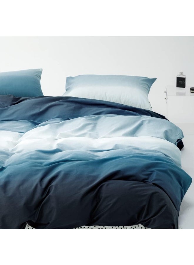 Generic Wellboo Blue White Gradient Comforter Sets Queen Solid Ocean Sea Blue Bedding Comforters Cotton Modern Plain White and Sky Blue Gradient Soft Quilts Farmhouse Abstract Art Watercolor Comforters Warm  - Image 2