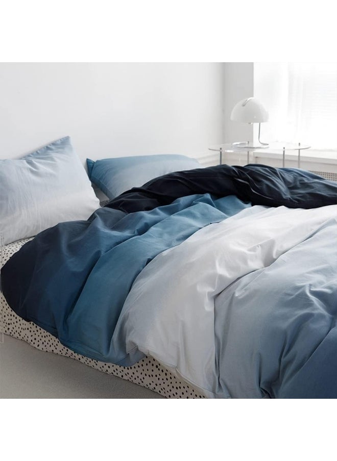 Generic Wellboo Blue White Gradient Comforter Sets Queen Solid Ocean Sea Blue Bedding Comforters Cotton Modern Plain White and Sky Blue Gradient Soft Quilts Farmhouse Abstract Art Watercolor Comforters Warm  - Image 4
