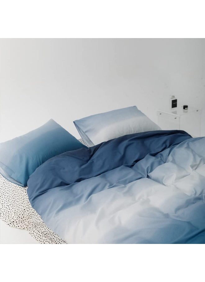 Generic Wellboo Blue White Gradient Comforter Sets Queen Solid Ocean Sea Blue Bedding Comforters Cotton Modern Plain White and Sky Blue Gradient Soft Quilts Farmhouse Abstract Art Watercolor Comforters Warm  - Image 3