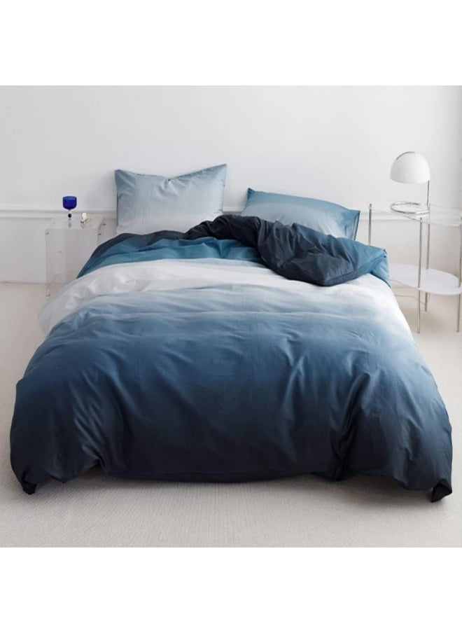 Generic Wellboo Blue White Gradient Comforter Sets Queen Solid Ocean Sea Blue Bedding Comforters Cotton Modern Plain White and Sky Blue Gradient Soft Quilts Farmhouse Abstract Art Watercolor Comforters Warm  - Image 5