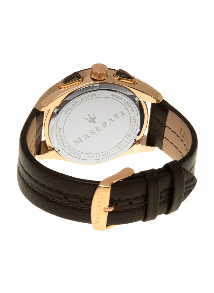 مازيراتي ساعة مازيراتي دائرية من الجلد مع تفاصيل خياطة متباينة للرجال - R8871612024 - Image 4