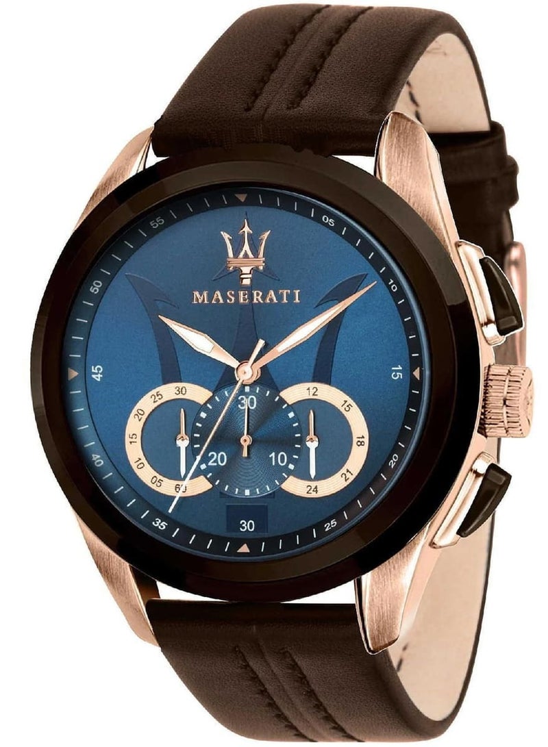 مازيراتي ساعة مازيراتي دائرية من الجلد مع تفاصيل خياطة متباينة للرجال - R8871612024 - Image 1