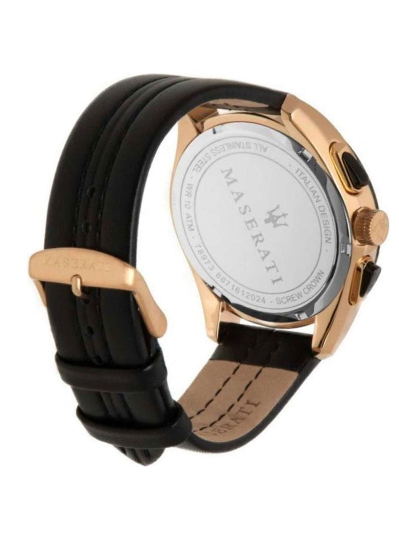 مازيراتي ساعة مازيراتي دائرية من الجلد مع تفاصيل خياطة متباينة للرجال - R8871612024 - Image 5