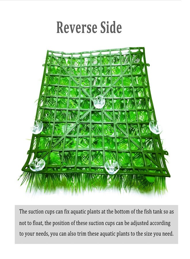 Pangmao 2pcs (10"X10") Artificial Aquarium Grass Mat Decorations Artificial Plastic Lawn Ornament Landscape Green Plants Decoration for Saltwater Freshwater Tropical Fish Tank Decor - Image 4