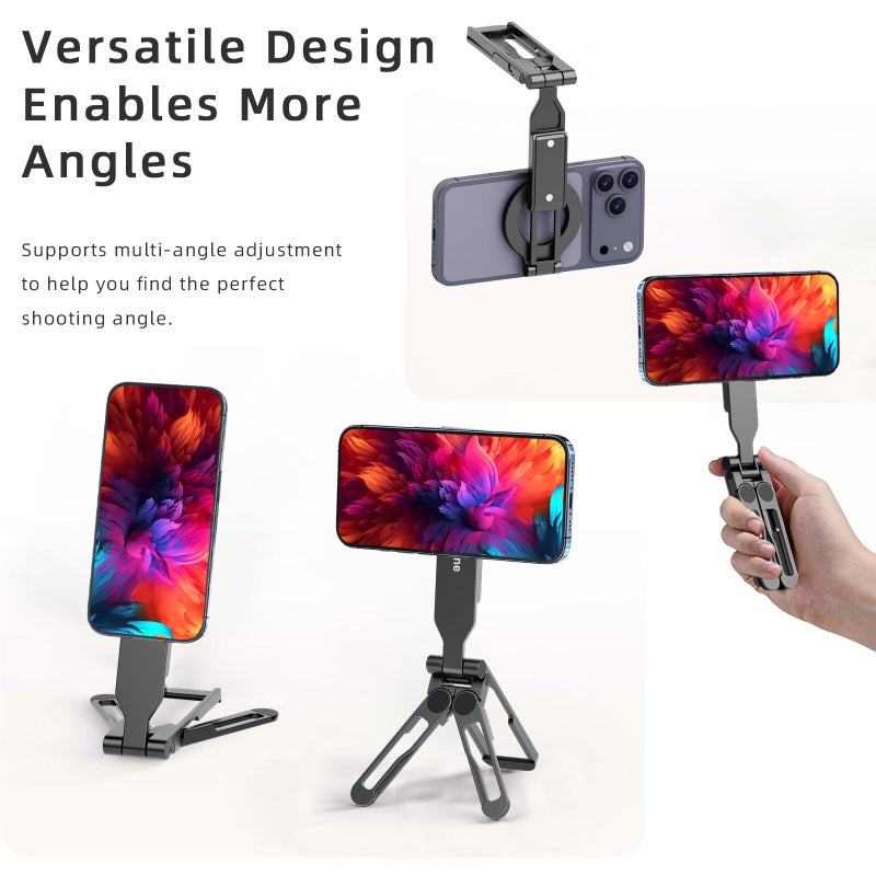 Jishane Magnetic Tripod for iPhone -Adjustable Foldable Phone Tripod Stand for Video Recording, Magnet Mount Pocket Cell Phone Stand for iPhone 17/16/15/14/13/12 Plus Max for Gym Tablet Tripod for Travel - Image 5