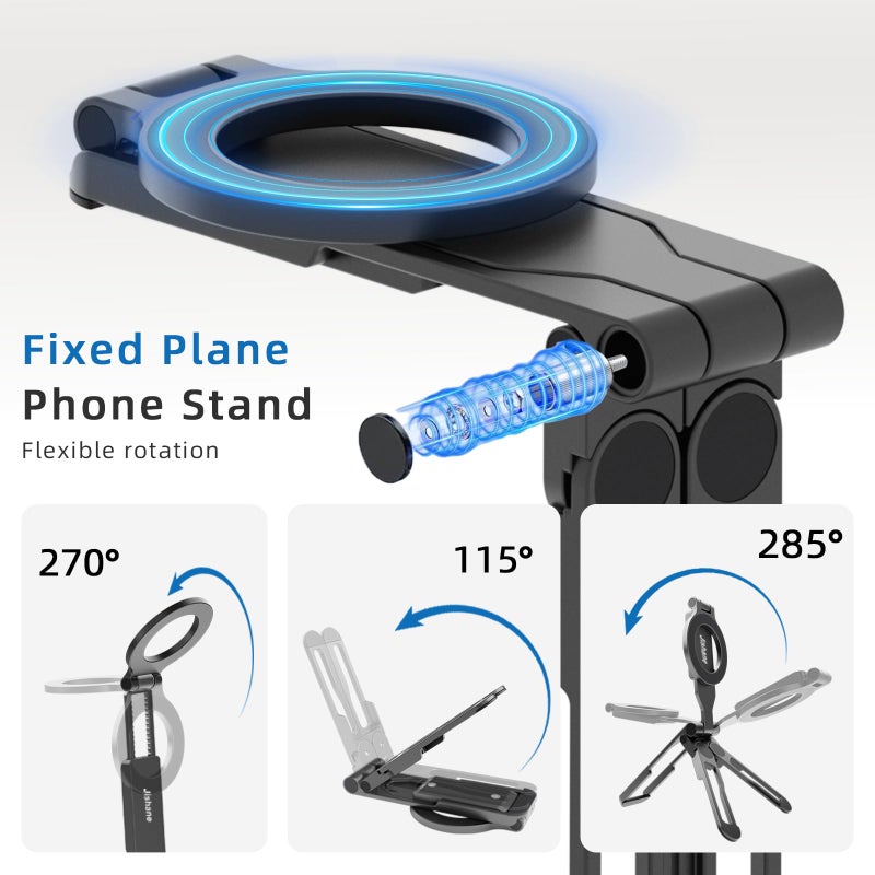 Jishane Magnetic Tripod for iPhone -Adjustable Foldable Phone Tripod Stand for Video Recording, Magnet Mount Pocket Cell Phone Stand for iPhone 17/16/15/14/13/12 Plus Max for Gym Tablet Tripod for Travel - Image 3