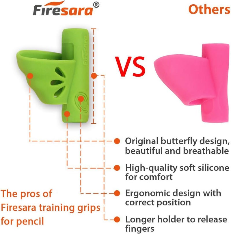 Firesara Left-Handed Training Grips, Original Butterfly Pencil Holder Correction Writing Aid Grip for Kids Handwriting Special Needs Preschoolers Children Adult Lefties Assorted Colors (4PCS) - Image 3