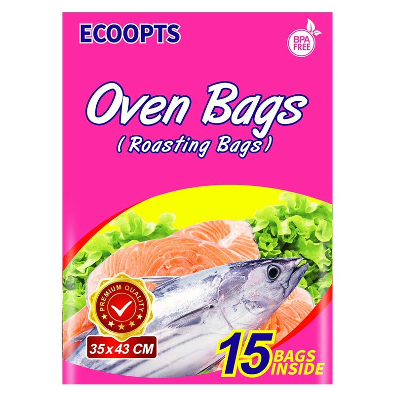 ECOOPTS Oven Bags Cooking Roasting Bags for Chicken Meat Ham Seafood Vegetable 15 PCS 138 x 17 IN