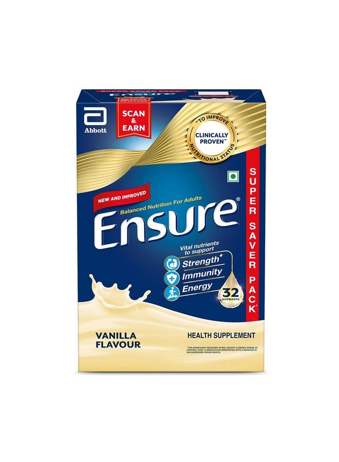 Ensure Ensure No 1 Nutritional Supplement Drink in the world, 32 nutrients High Protein,Calcium,Vit D, Vanilla 950g/1kg, Wt may vary, Powder, 1 count, 35 servings  - Image 1