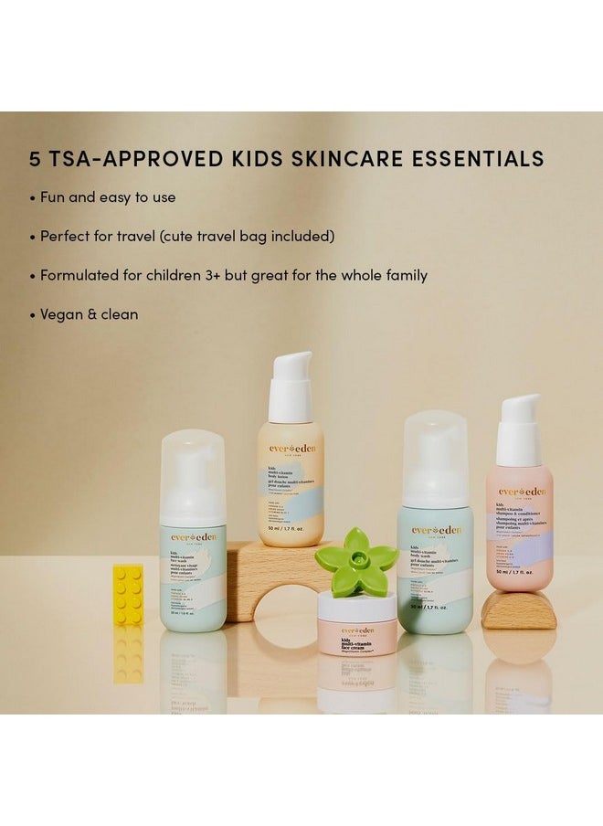 Evereden Evereden Kids Travel Set: Clean & Vegan 5-Piece Skin Care Set for Kids | Multi-Vitamin Kids Skin Care Set w/t Body Wash, Lotion, Face Wash, Cream, Shampoo & Conditioner | Stocking Stuffers for Kids  - Image 2