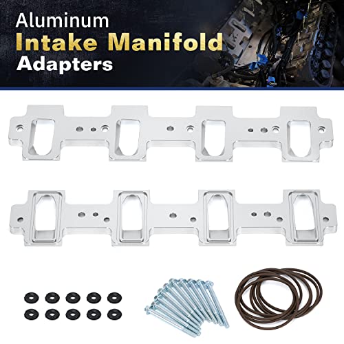 PQY Rectangle Intake Manifold Adapter Plates For LS1 Cathedral Port Cylinder Head to LS3 LSA ZL1 CTS-V Silver - Image 2