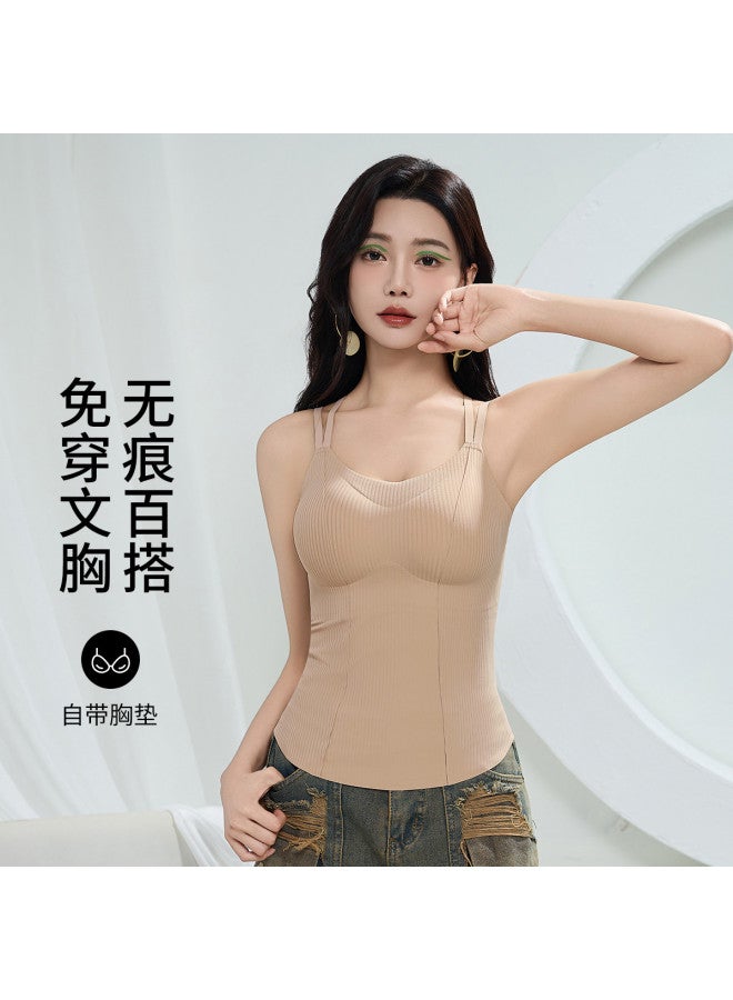 Ordifen Seamless Backless Bra With Padded Inserts For Women, Layering Camisole Tank Top - Image 2