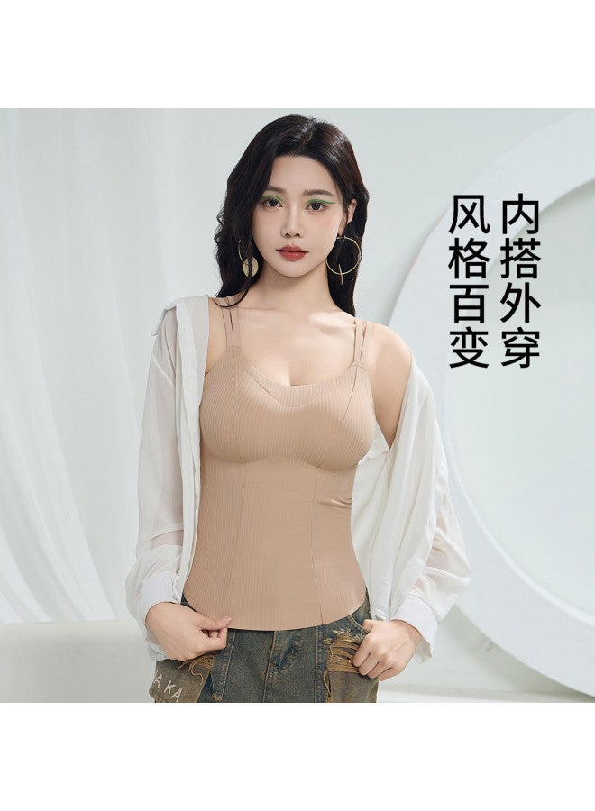 Ordifen Seamless Backless Bra With Padded Inserts For Women, Layering Camisole Tank Top - Image 3