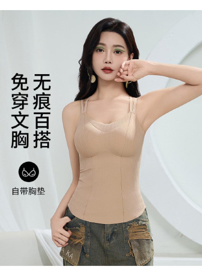 Ordifen Seamless Backless Bra With Padded Inserts For Women, Layering Camisole Tank Top - Image 1