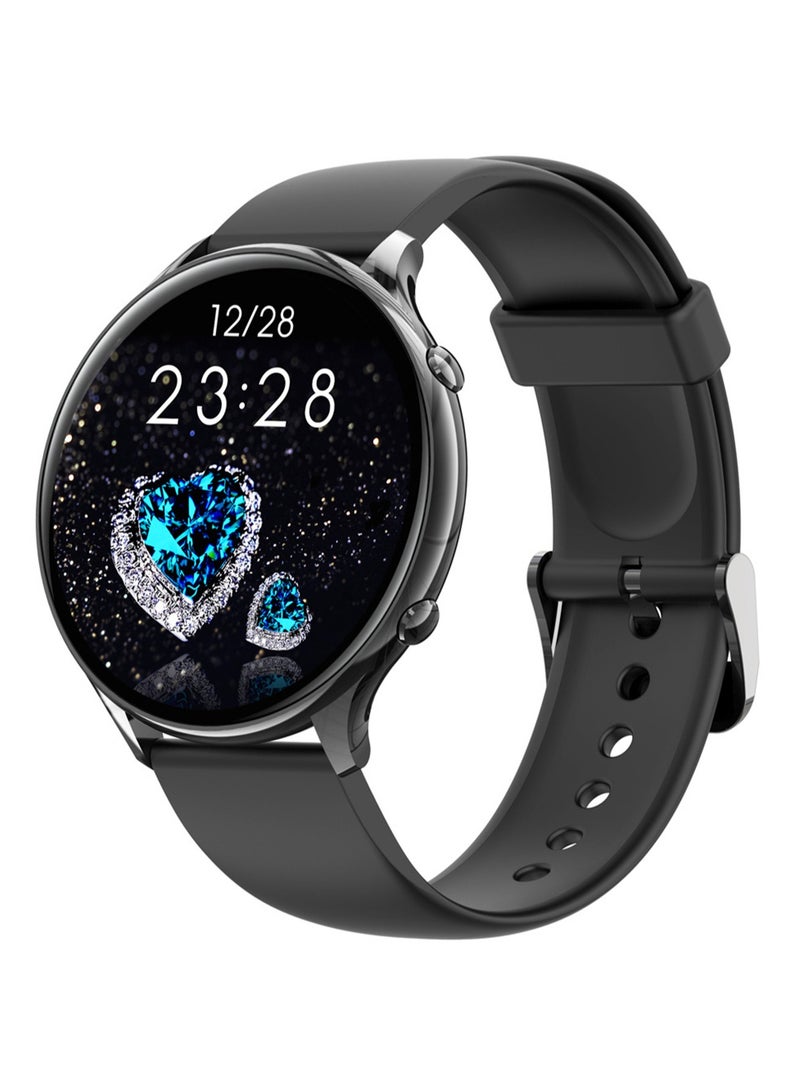 QS06/G31 Full Circle Ultra-thin Heart Rate Body Temperature Blood Oxygen Fashion Sports Smart Watch Bracelet (Black Strap) - Image 1