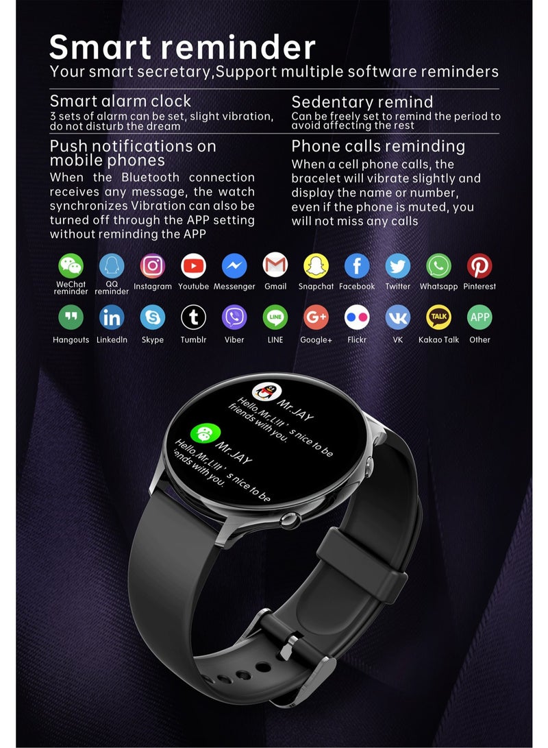 QS06/G31 Full Circle Ultra-thin Heart Rate Body Temperature Blood Oxygen Fashion Sports Smart Watch Bracelet (Black Strap) - Image 5