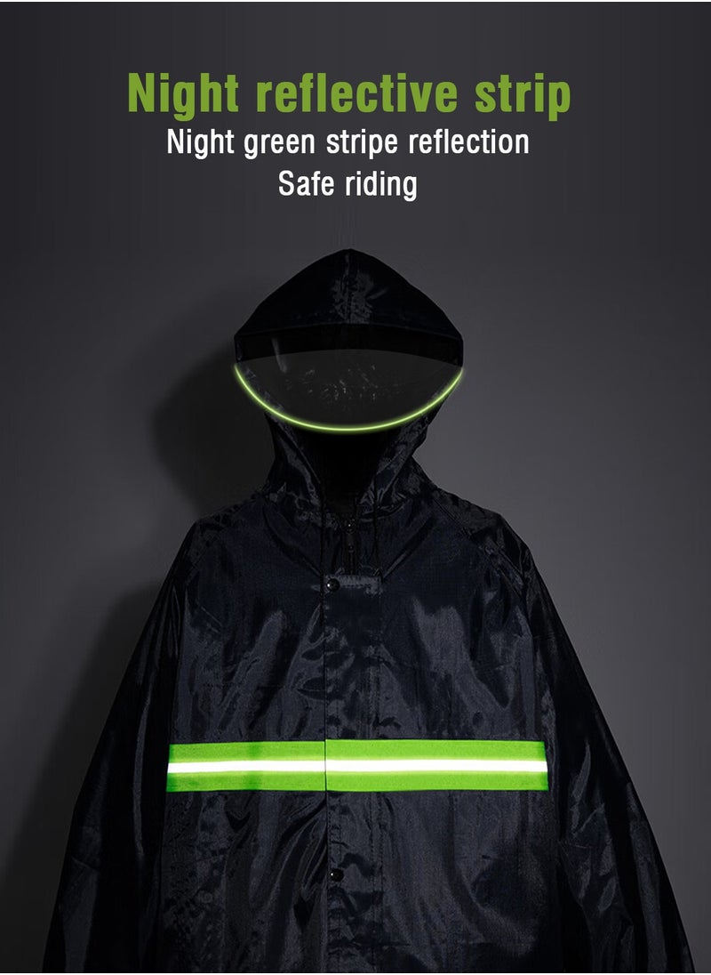 HomarKet Men's Long Raincoat Men's Raincoat Rain Suit Men's Long Hooded Waterproof Oxford Cloth Reusable Raincoat  Black  4XL  - Image 4