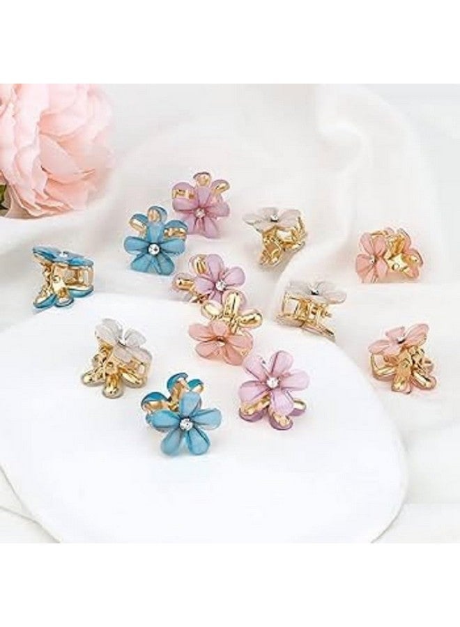 SUN Ring SUNRING Korean Style Small Pearl Hair Claw Clips Mini Pearl Claw Clips with Flower Design, Sweet Artificial Clips Decorative Hair Accessories (Pack of 4, Multicolor) - Image 2