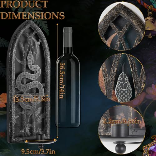 AimtoHome Gothic Wall Candle Sconces Set of 2, Snake and Moon Iron Wall Mounted Candelabra Holder with Removable Trays for Taper & Pillar Candles, Natural Aesthetic Boho Art Hanging Design Decor - Image 5